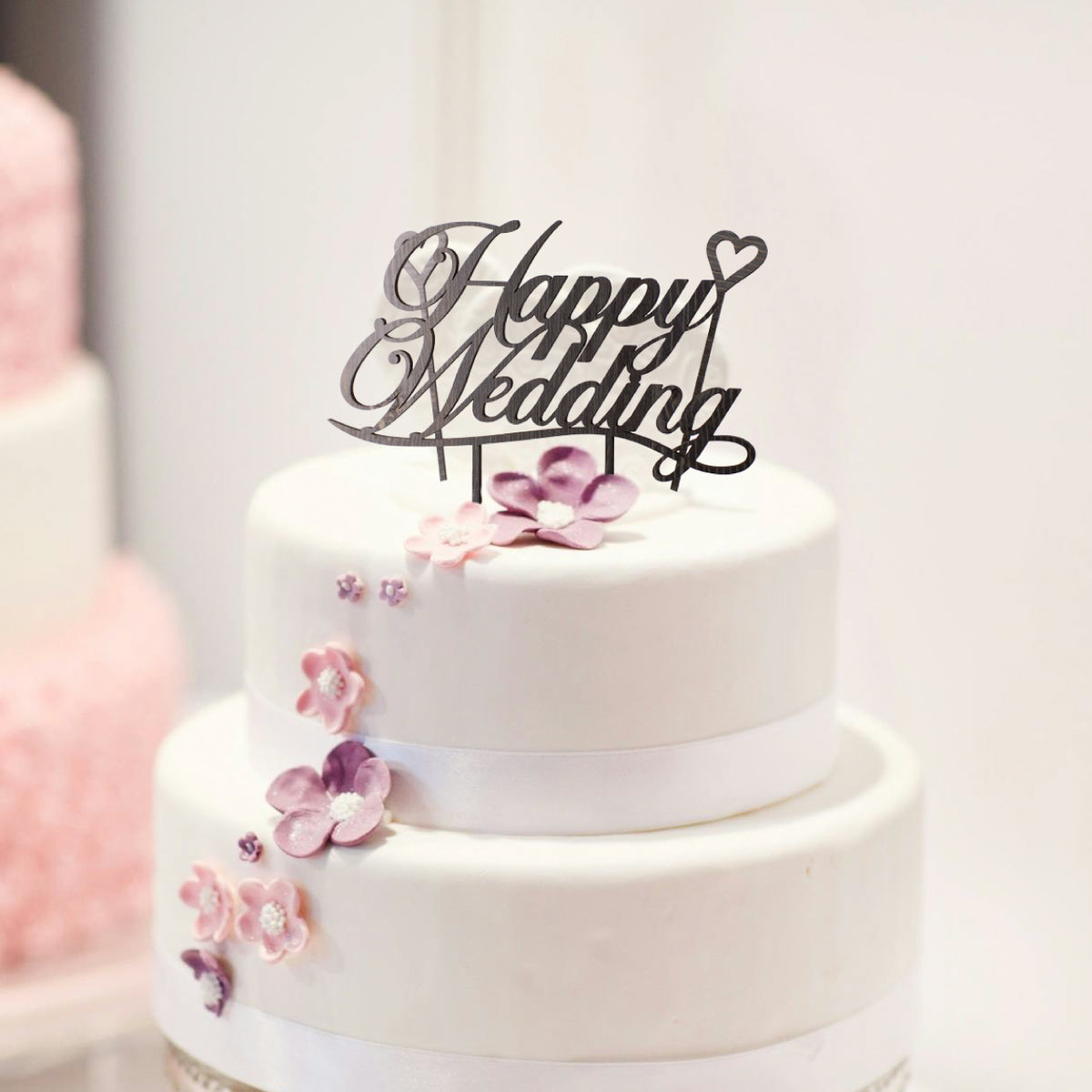 ケーキトッパー 結婚式 二次会 バレンタイン 普通郵便】ケーキトッパー Happy Wedding&ハート型セット – Fracci