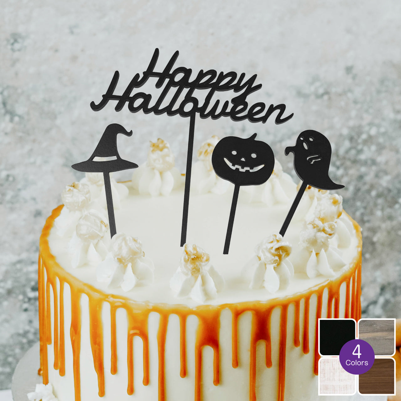 【普通郵便】ハロウィン ケーキトッパー 4点セット