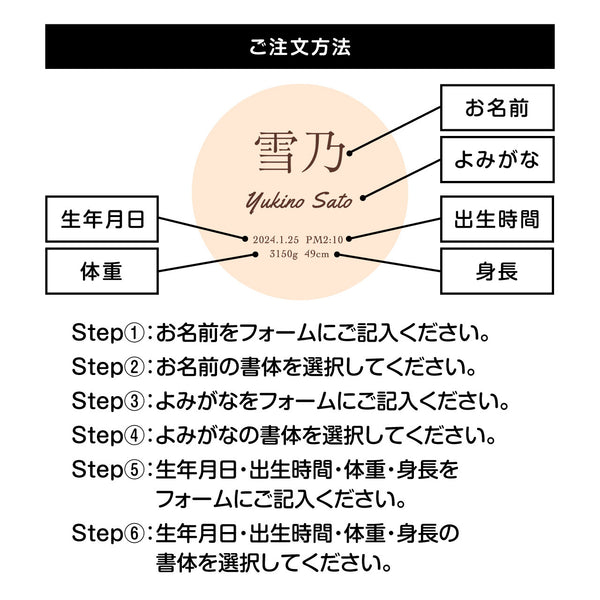 【メール便】丸型 木製 メモリアルプレート 命名札