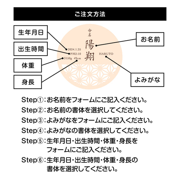 【メール便】和柄 木製 命名札 紫陽花 麻の葉